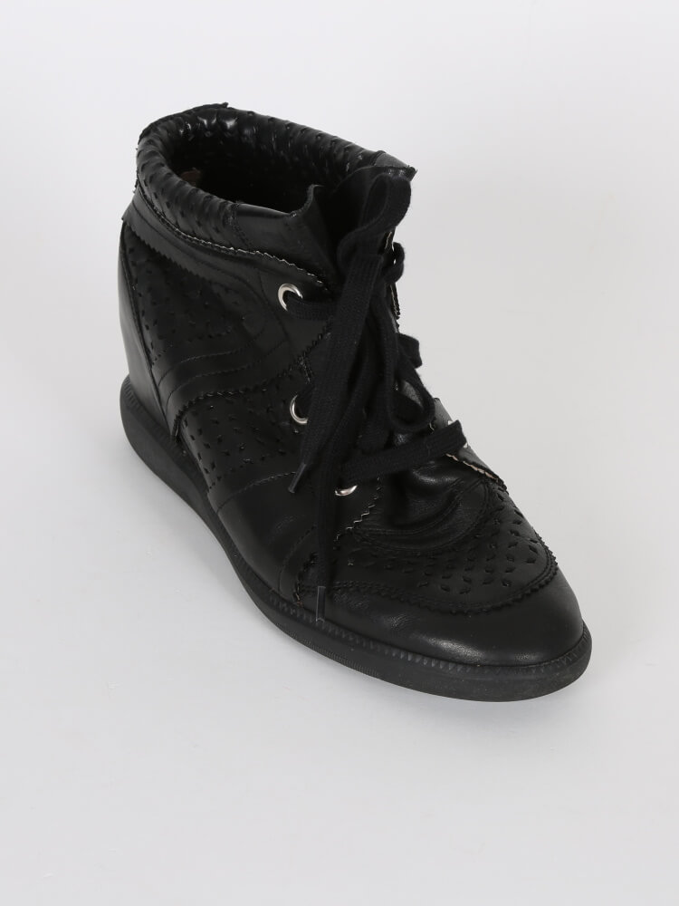 Isabel Marant Bobby Perfo Leather Wedge Sneakers Black 41 www.luxurybags.cz