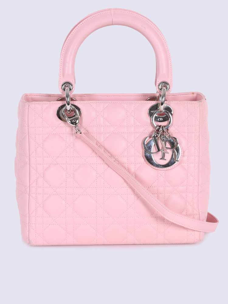 Dior Lady Dior Lambskin Medium Bag Light Pink www.luxurybags.cz