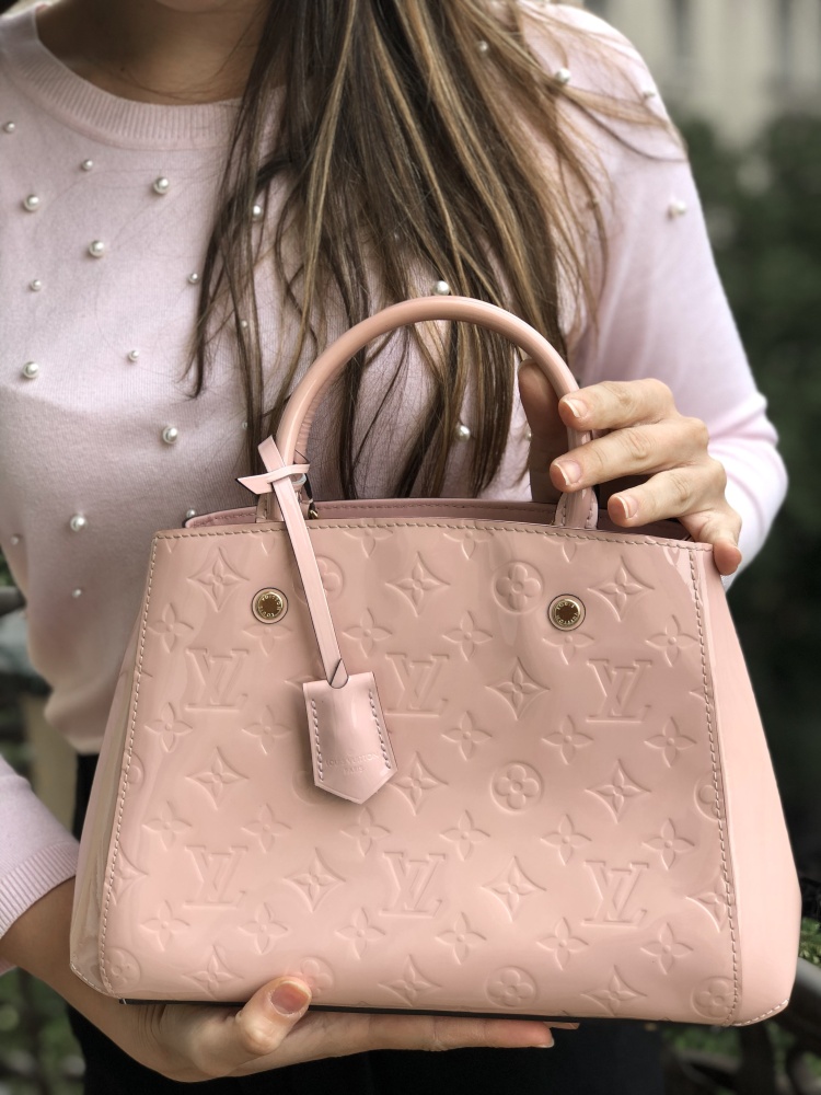 Louis Vuitton Montaigne Bb Vernis Rose Ballerine Pink Patent Leather S -  MyDesignerly