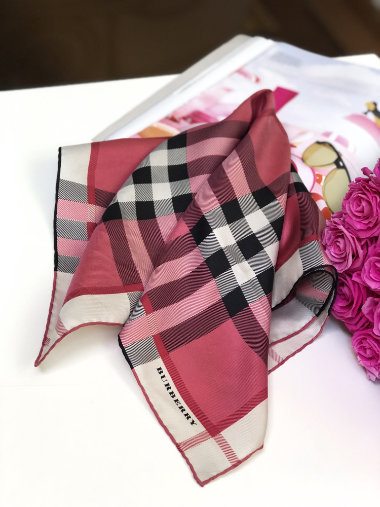 Burberry pink deals silk scarf
