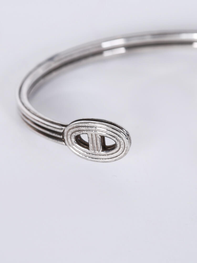 Hermés - Chaine d'Ancre 2 Patterns Silver Bracelet Medium | www