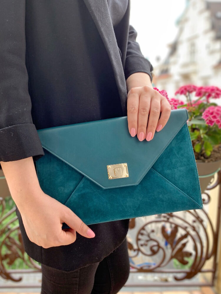 Jimmy Choo Lockett Envelope Calfskin Clutch Petrol Blue www