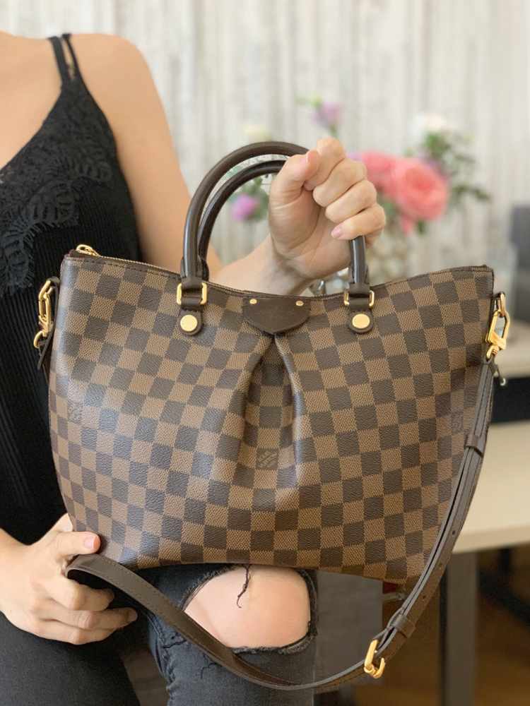 Authentic Louis Vuitton Damier Ebene Canvas Siena mm Handbag