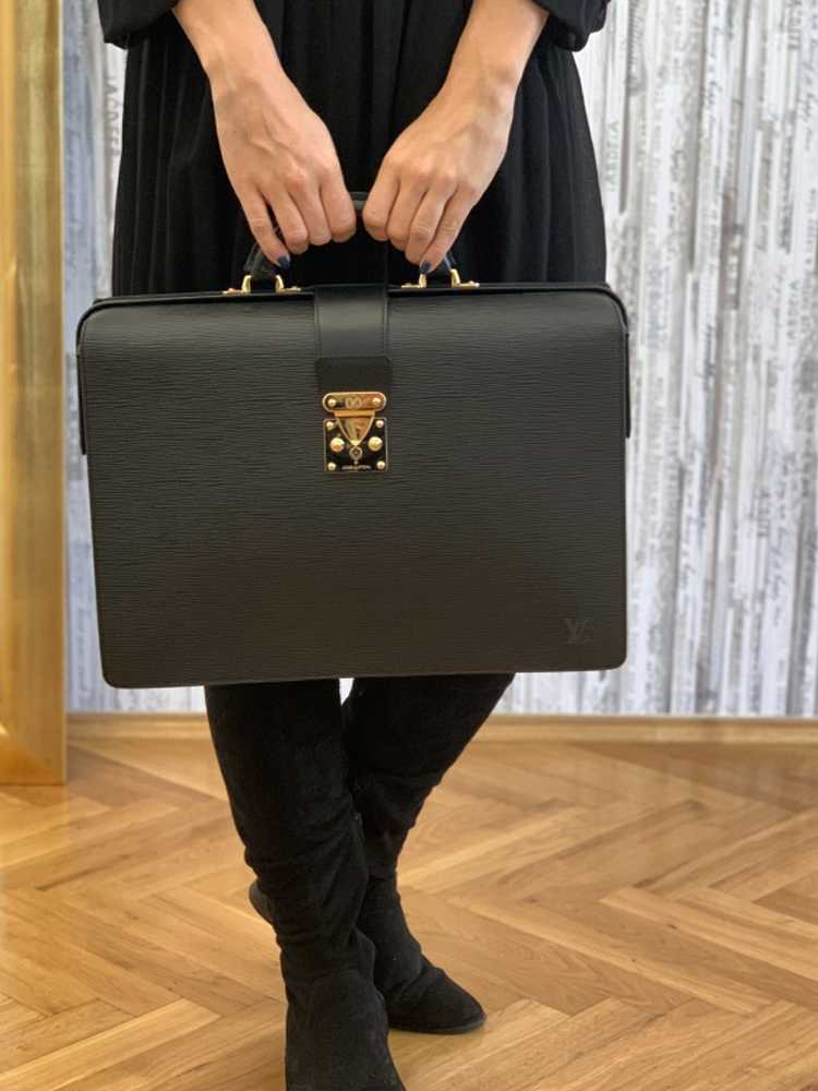 Louis Vuitton Black Epi Leather Serviette Fermoir Briefcase Louis Vuitton