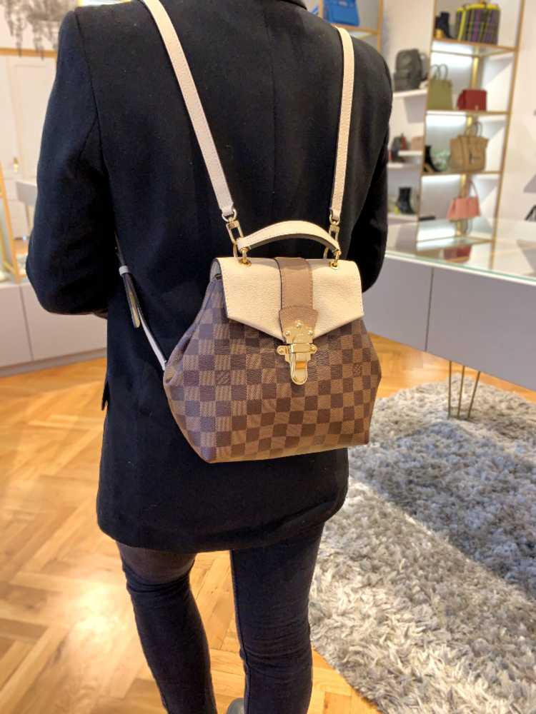 Louis Vuitton Clapton Damier Ebene Backpack Bag Creme