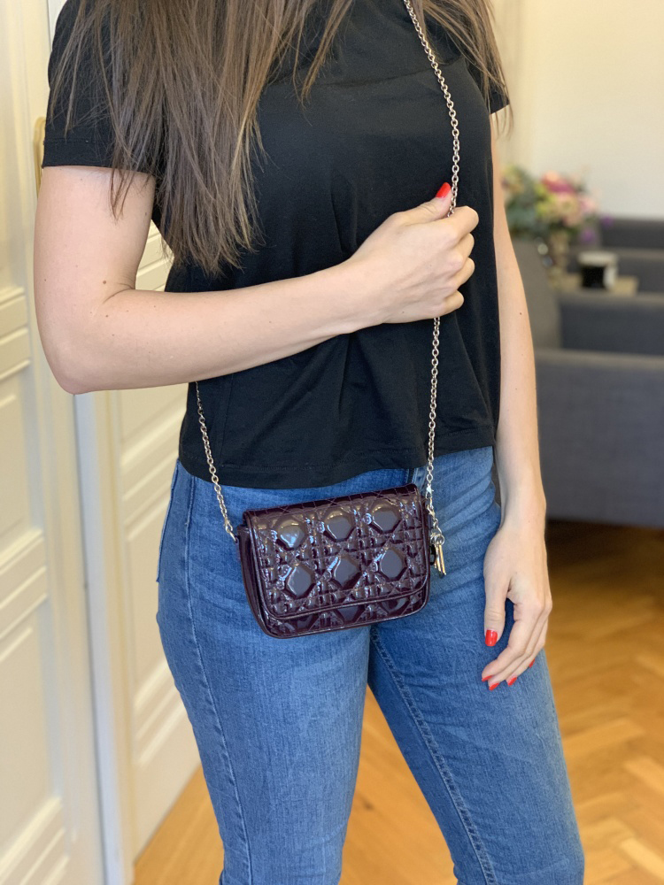 Dior Cannage Mini Chain Crossbody Bag Purple www.luxurybags.cz