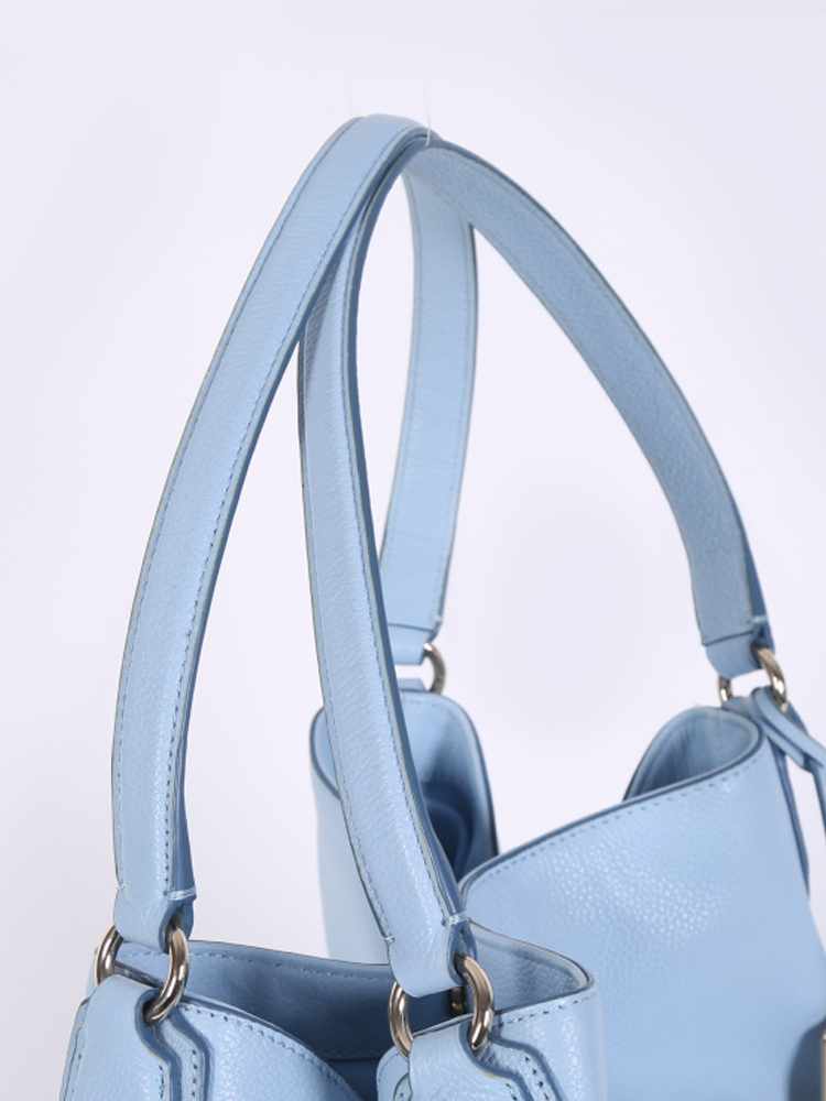 Coach - Edie Horse & Carriage Embossed Leather Shoulder Bag Light Blue