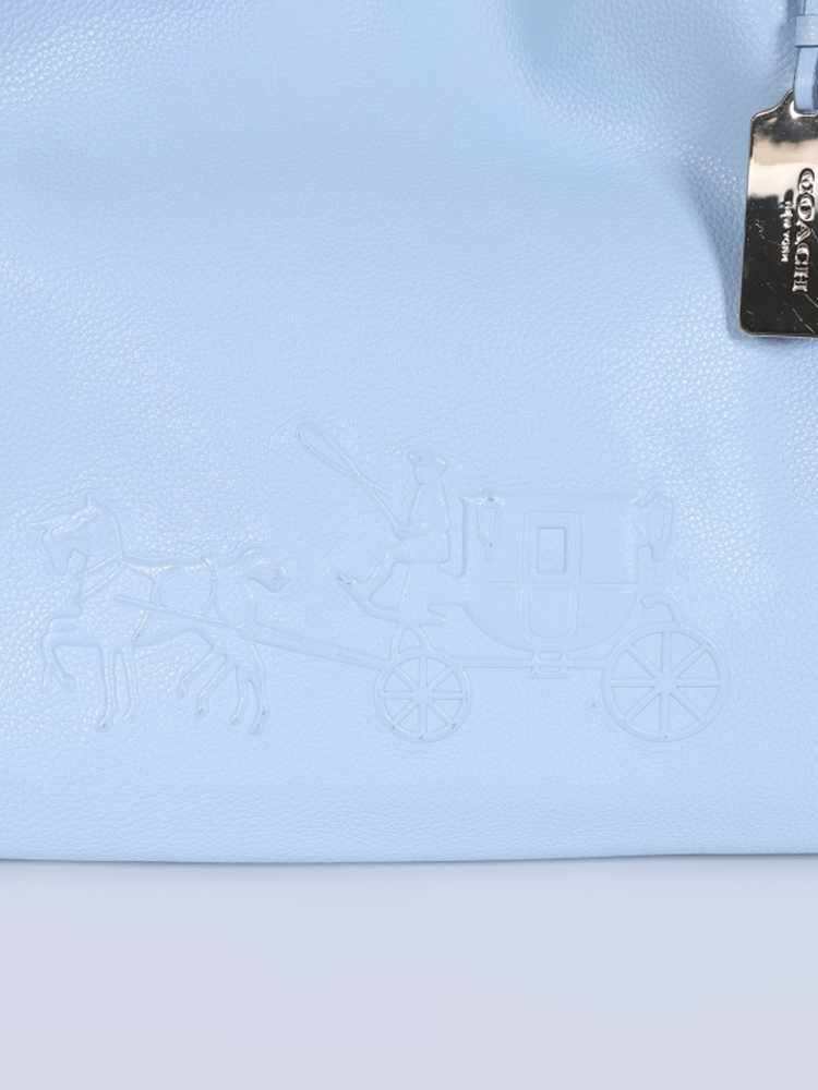 Coach - Edie Horse & Carriage Embossed Leather Shoulder Bag Light Blue