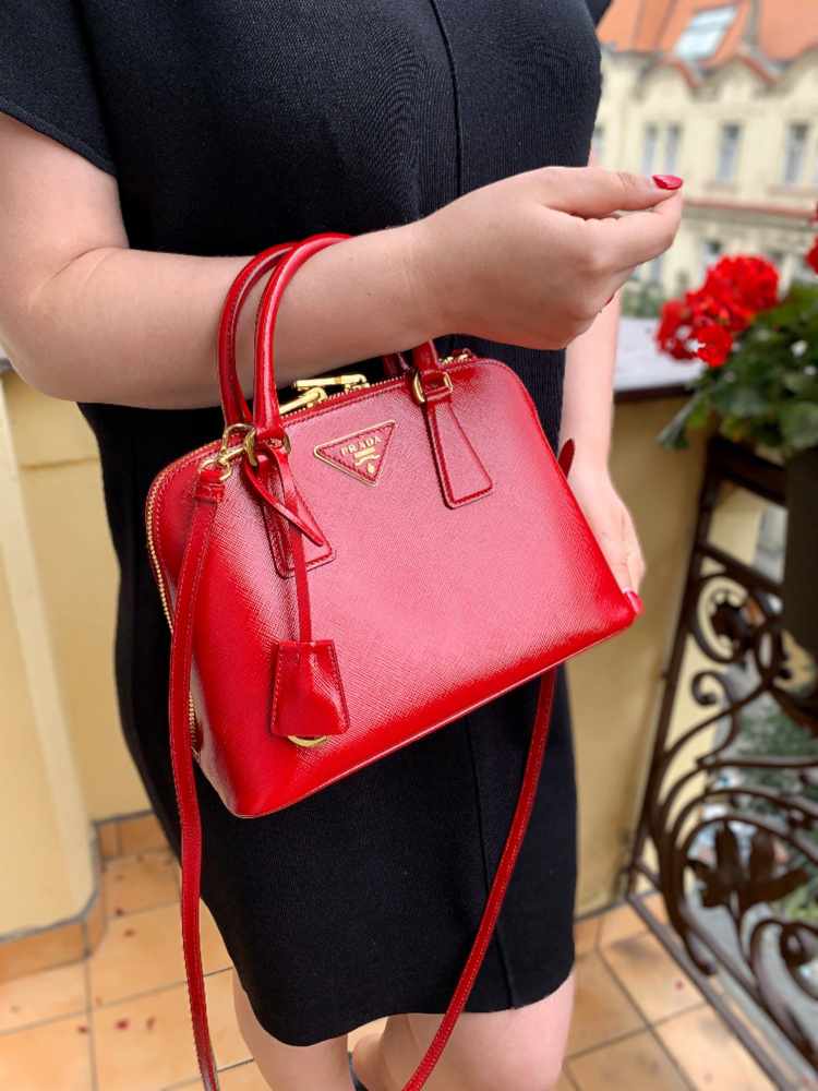 Prada - Promenade Saffiano Lux Small Top Handle Bag Rosso