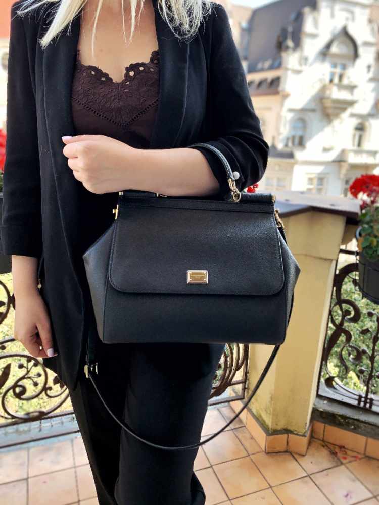 Dolce & Gabbana - Miss Sicily Large Dauphine Leather Nero