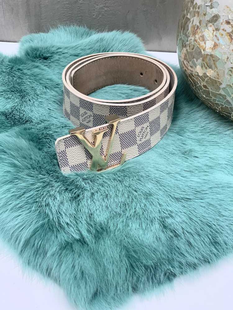 Louis Vuitton Belt Initiales Damier Azur Blue/White in Canvas with