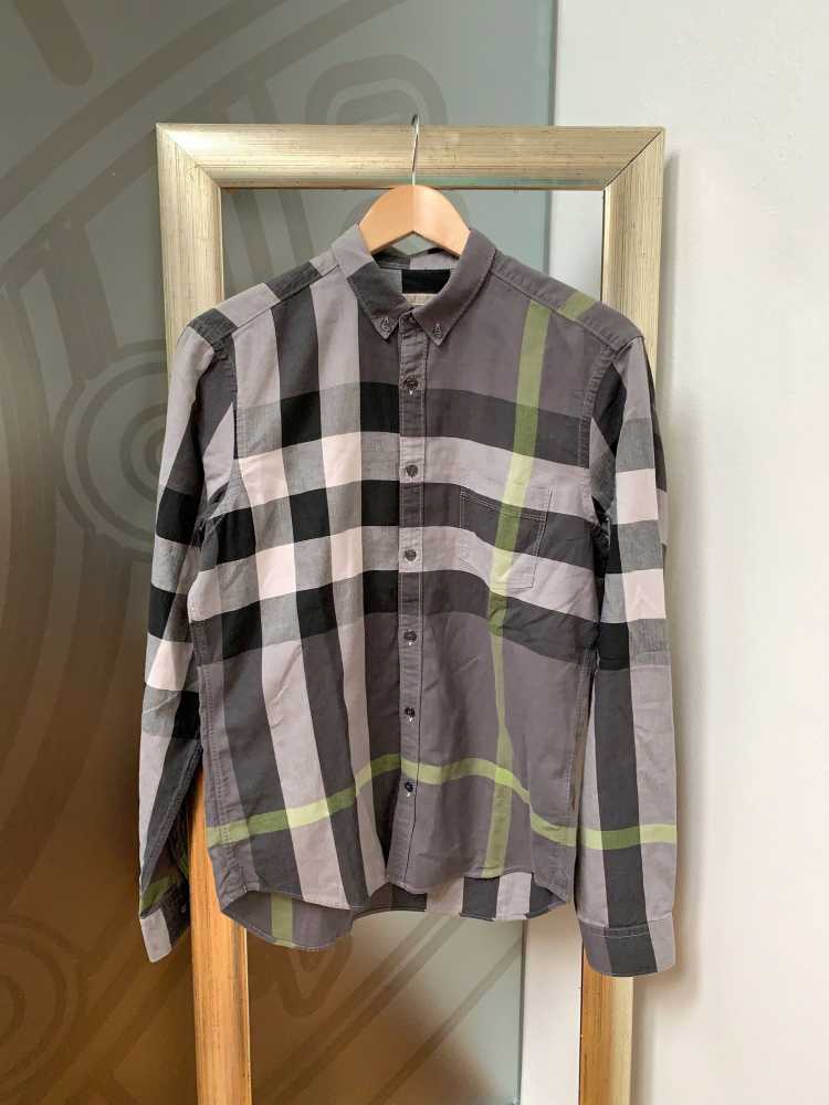 Burberry Brit Check Long Sleeve Men Shirt Grey M www.luxurybags.cz