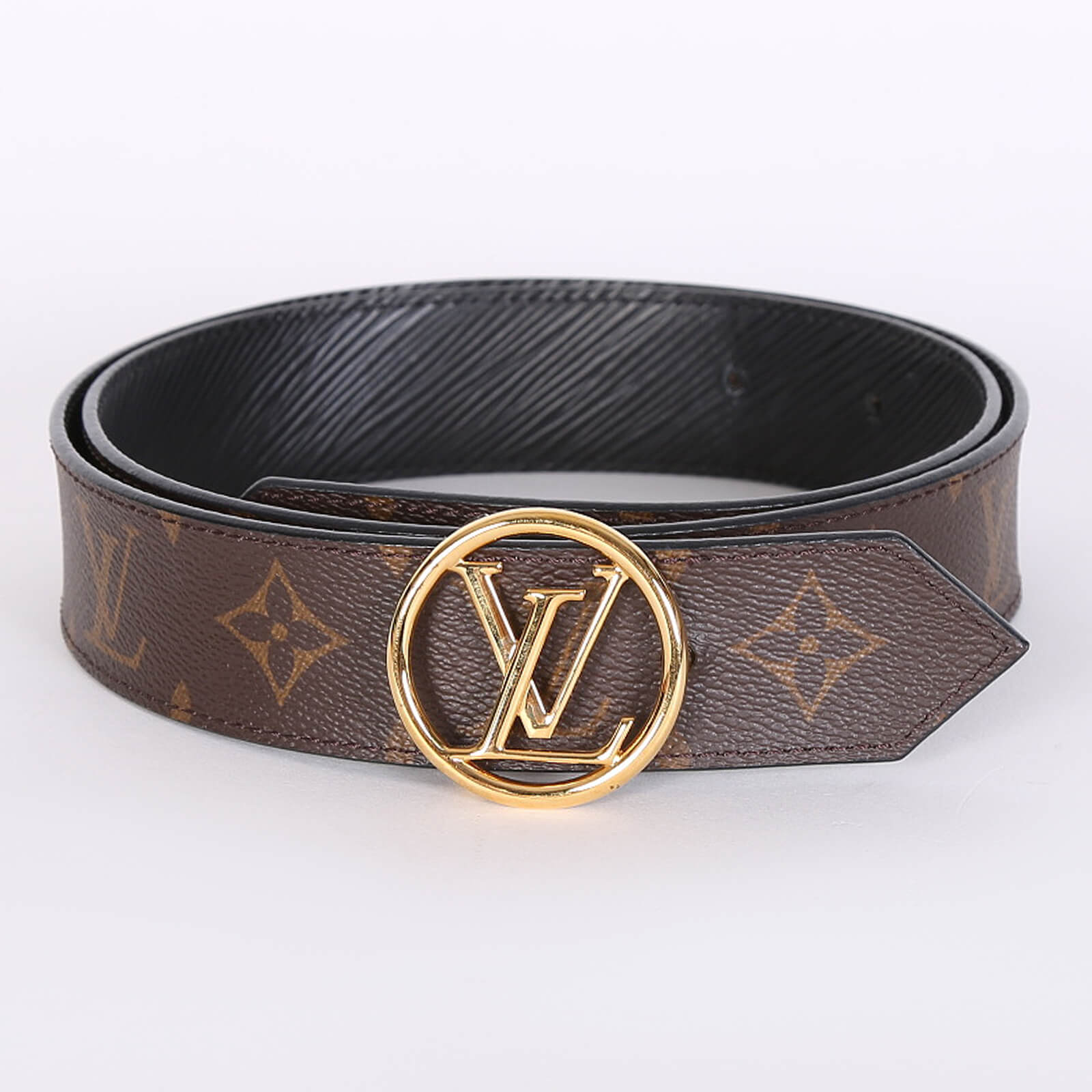 Louis Vuitton Brown/Black Monogram Canvas and Epi Leather Circle Reversible  Belt Size 90 cm Louis Vuitton