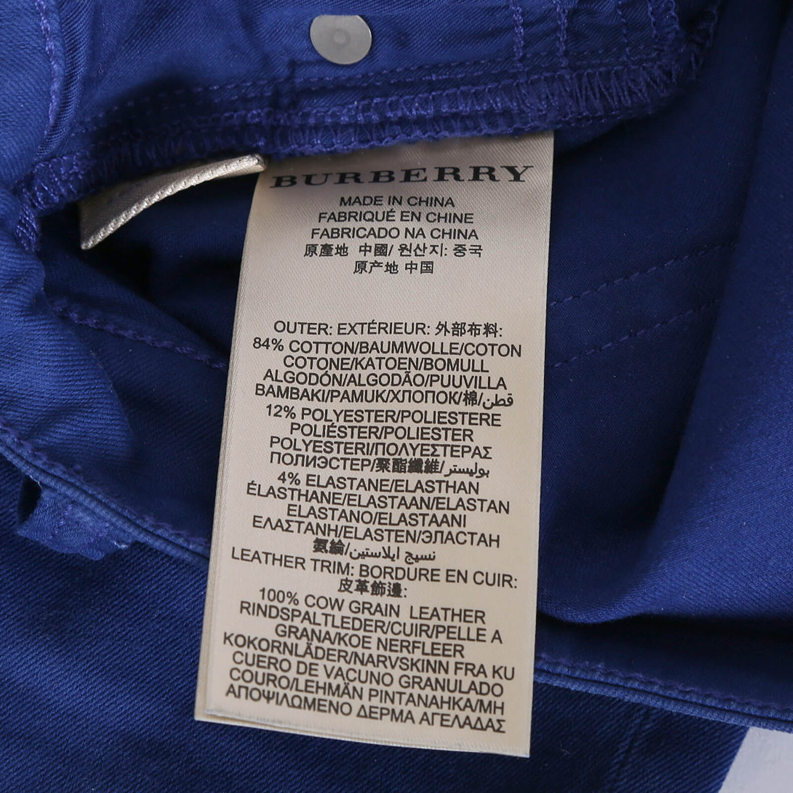 Burberry - Cotton Skinny Low Rise Trousers Blue 32 | www.luxurybags.cz