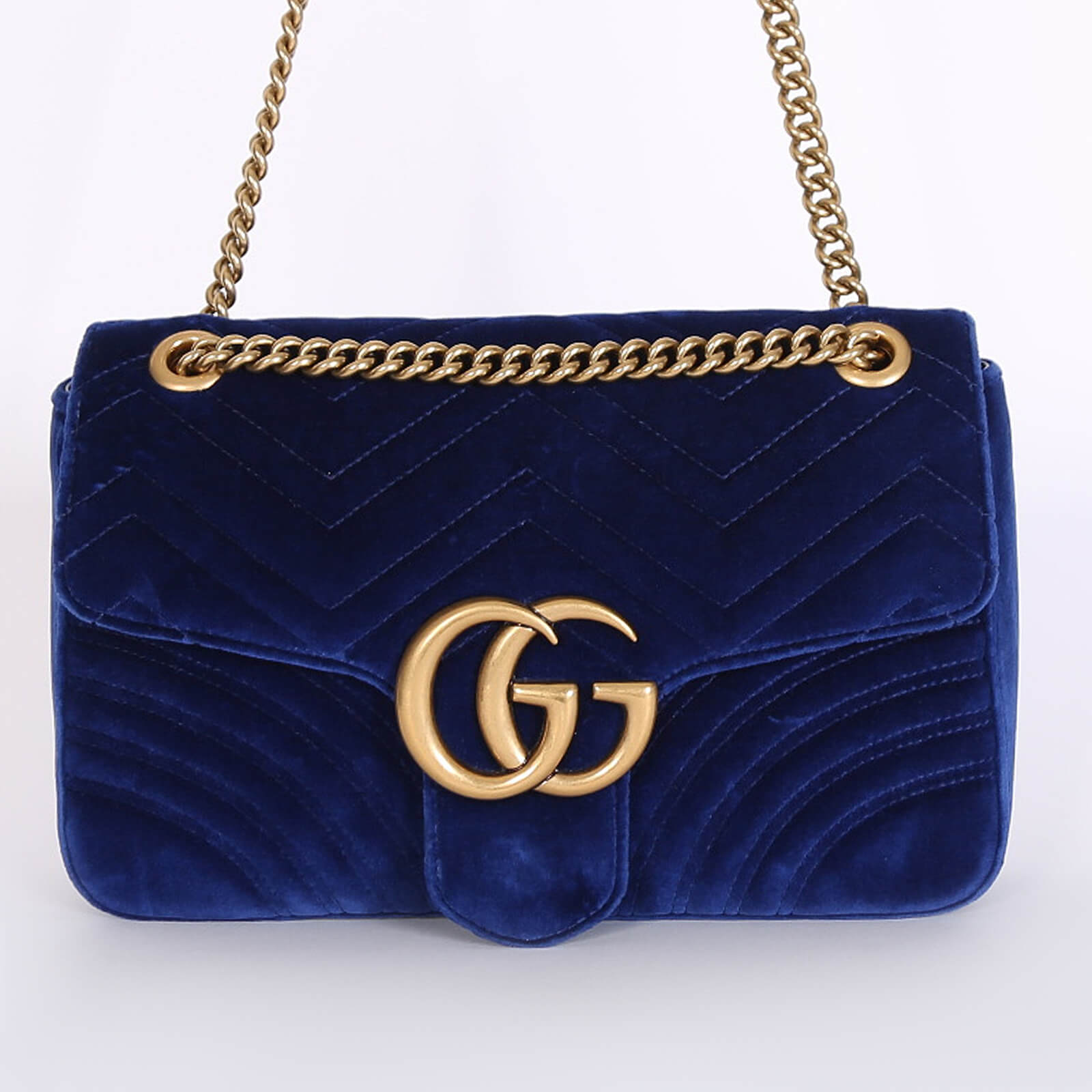 Sac velours croix épaule Gucci GG bleu royal marmont