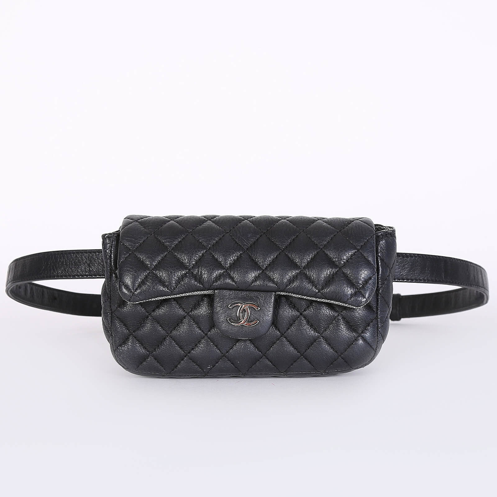 CHANEL, Bags, Chanel Soldlambskin Quilted Waist Belt Bag Black Uniform