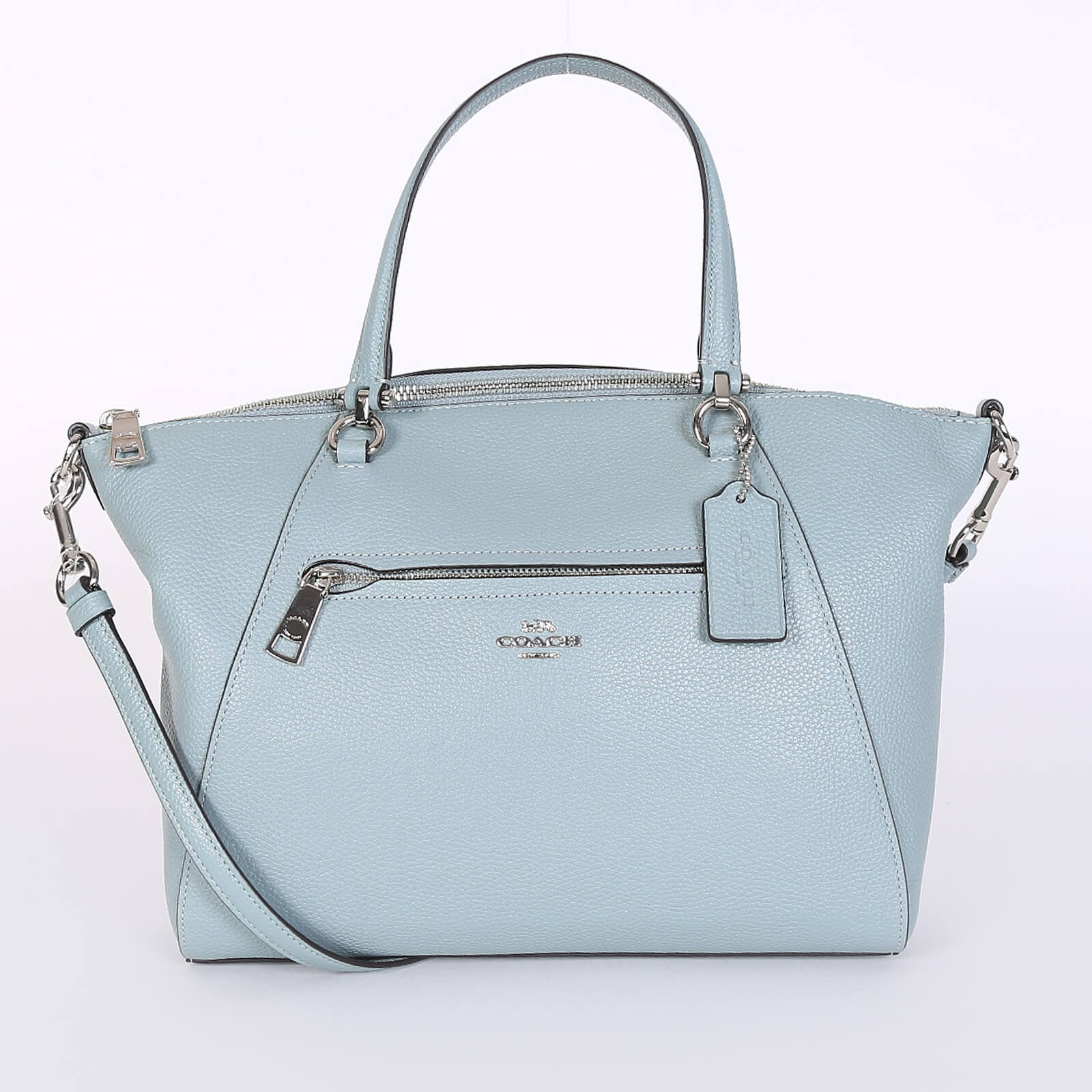 Coach Prairie Satchel Polished Pebble Leather Light Blue www.luxurybags.cz