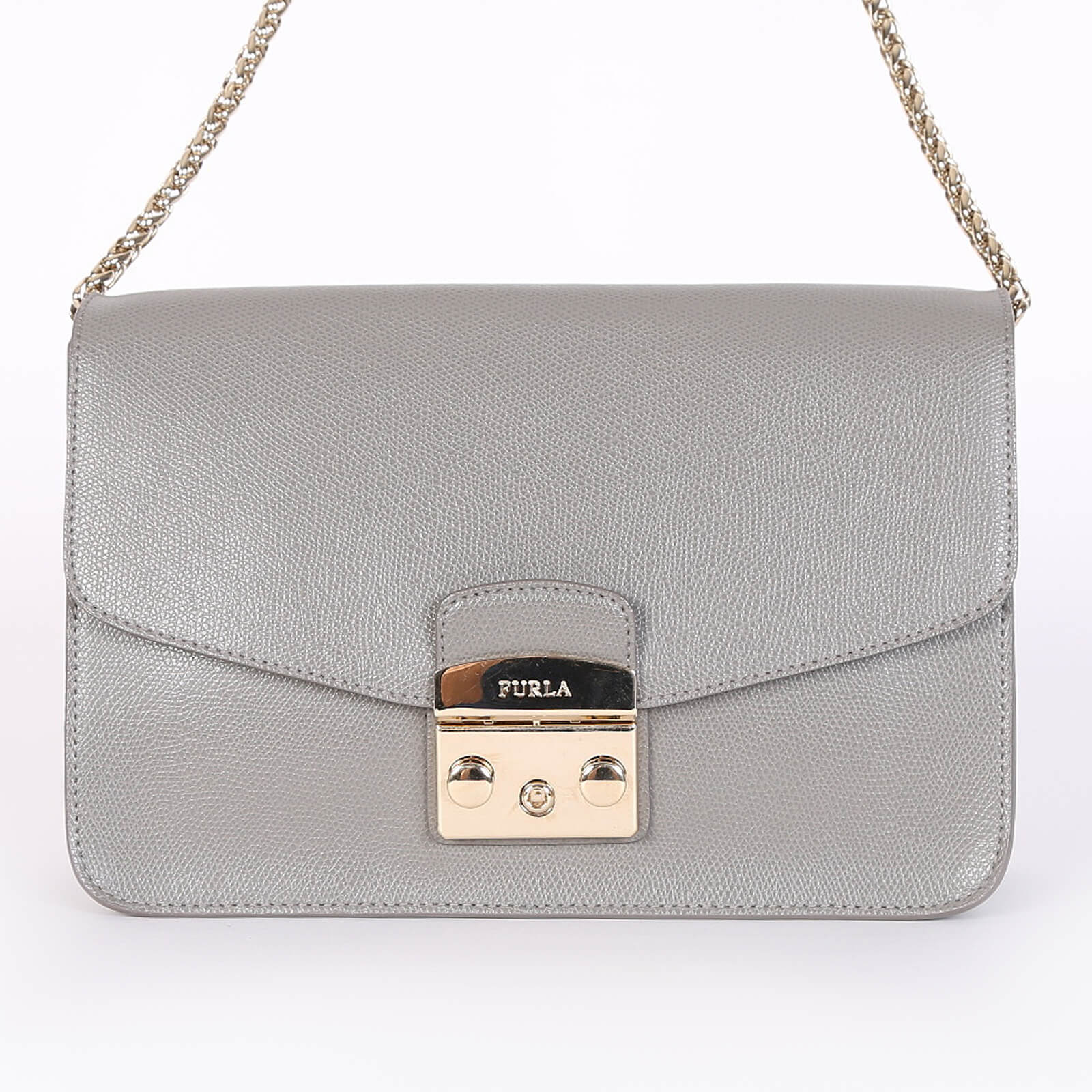 Furla Metropolis Medium Leather Shoulder Bag Grey www