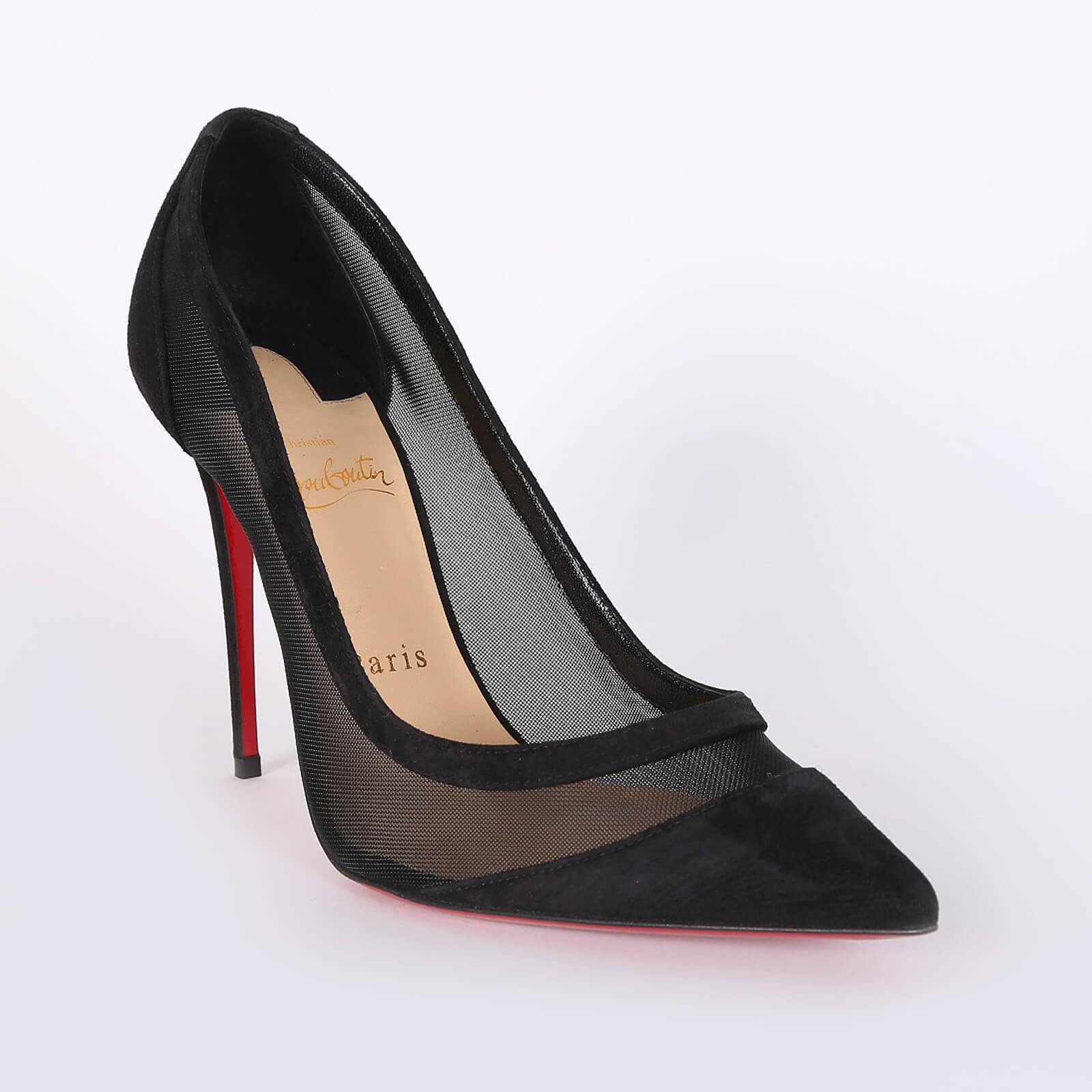 mangel hvorfor ikke brugt Christian Louboutin - Galativi 100 Mesh Detail Suede Pumps Black 38,5 |  www.luxurybags.cz